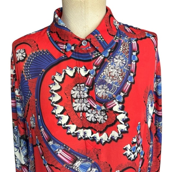 Mary Katrantzou Silk Red Shirt Mini Dress Jewels & Teapot Print Large - Picture 3 of 11